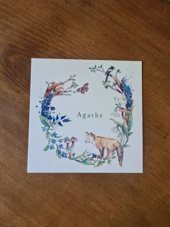 Faire-part de naissance forêt aquarelle